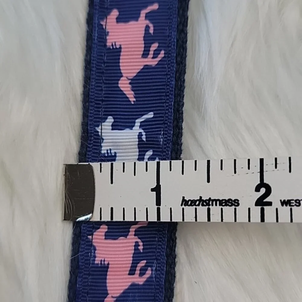 NAVY BLUE Girl's Canvas Pink White Horse‎ Equestrian Preppy Adjustable Belt 2XL